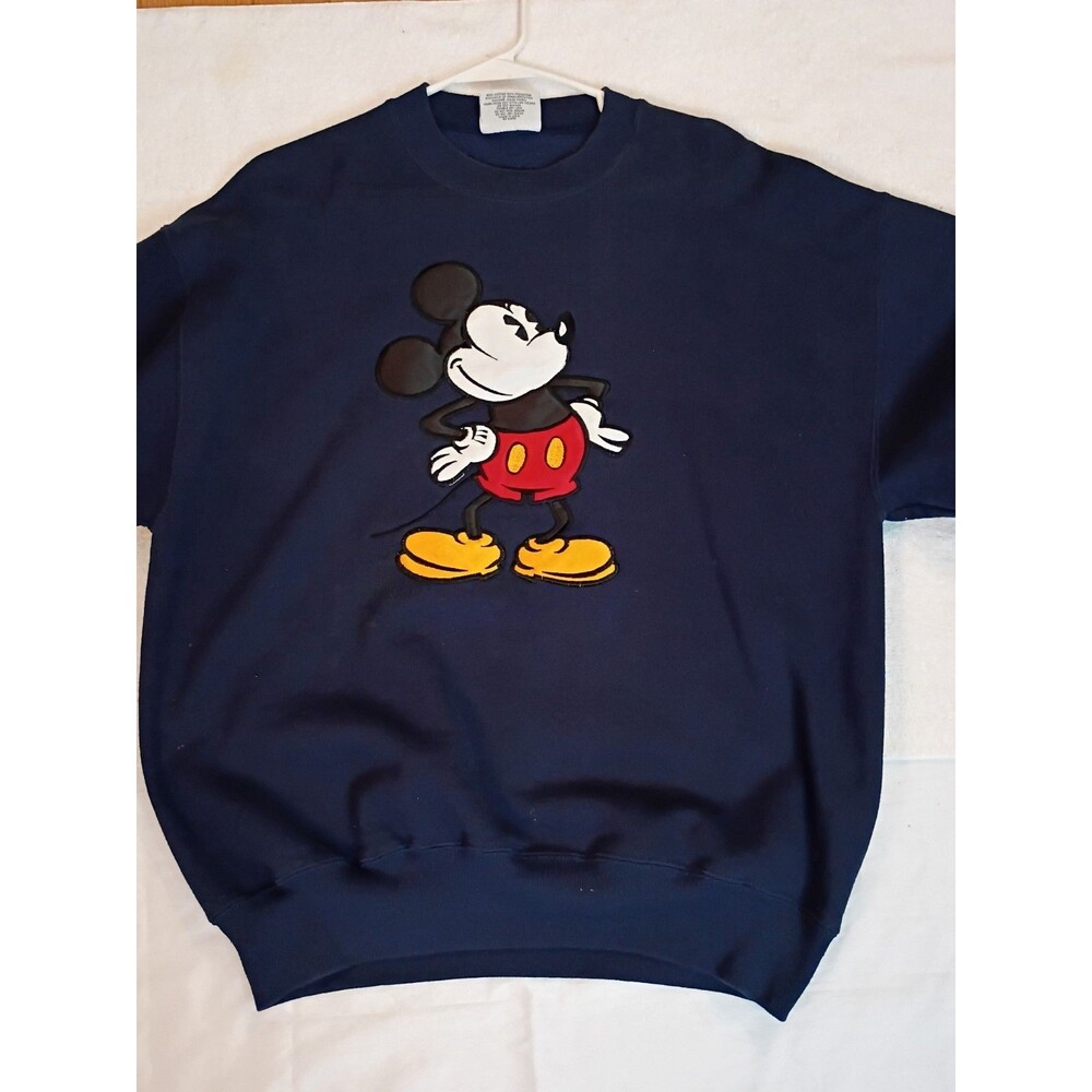 VINTAGE 90s Disney Mickey Mouse Blue Adult Sz Large Sweatshirt